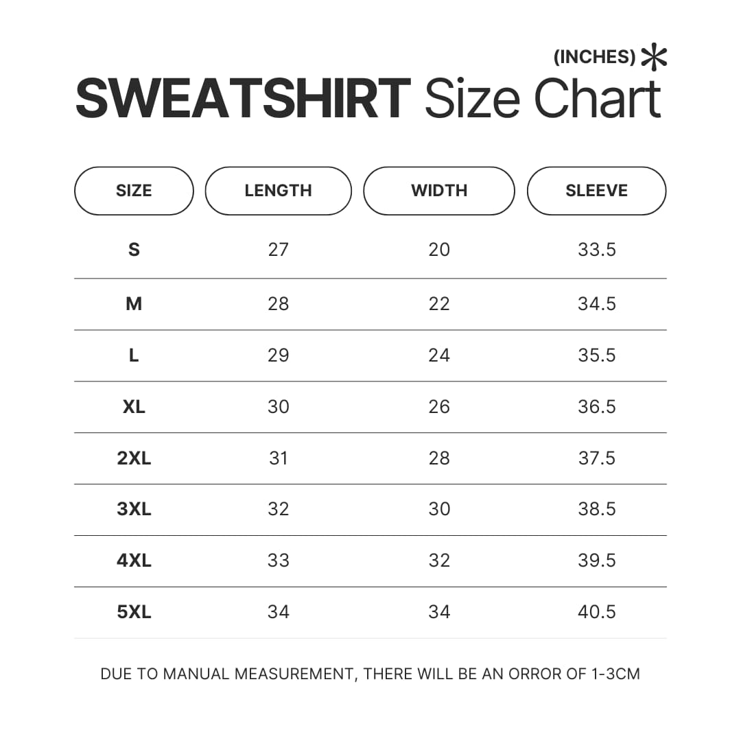 Sweatshirt Size Chart - Still Woozy Store